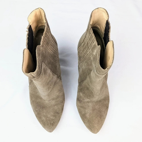 Joan & David Dapraxy Taup Heeled Ankle Boots Booties Metallic Snake Skin 8.5 M - Picture 3 of 12